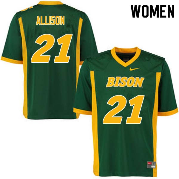 Women #21 Jalen Allison North Dakota State Bison College Football Jerseys Sale-Green - Click Image to Close